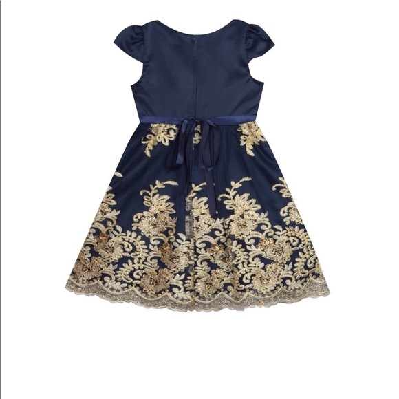 Rare Editions Navy and Gold Girl’s Dress sz12 - Picture 10 of 10
